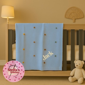 Embroidered baby blanket | Baby name blanket | Customised blanket | Customised baby gift | New baby | Personalised blanket | Bobble blanket