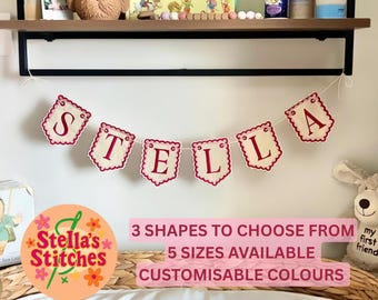 Scalloped Kids Name Bedroom Garland , Personalised Fabric Letters, Customised Party Banners, Quote Nursery Bunting Decor, Play Room Garland