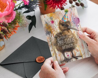 Kiwi kartka urodzinowa A6 do wydrukowania kartka z pozdrowieniami, pobieranie cyfrowe, wydruk cyfrowy, wysokiej jakości plik PDF, drukowany akwarelowy, akwarela