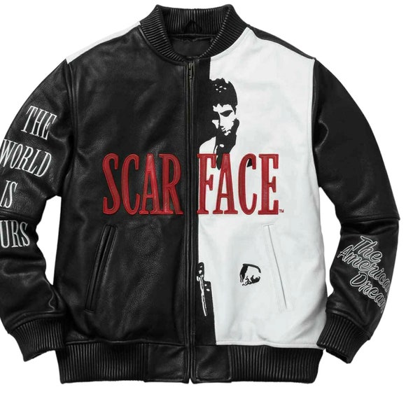 Blouson aviateur en cuir fait main Al Pacinoo Scarface Jeff Hamilton Tony Montana pour homme | Cadeau pour lui |