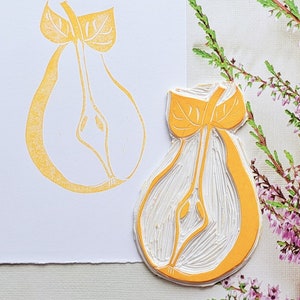 Timbro in gomma a forma di pera: timbro rustico con frutta per diario, scrapbooking, creazione di biglietti, artigianato fai da te, etichette fatte a mano e progetti ispirati alla natura