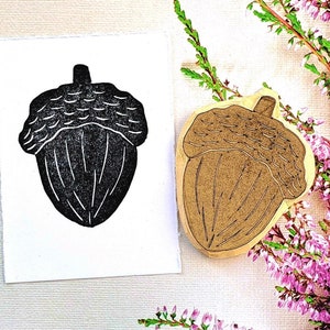 Sello de goma con forma de rama de bellota para diario artístico, sello botánico para scrapbooking, sello de estilo otoñal, sello floral para papelería, sello decorativo, adorno.