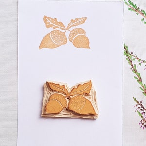 Rubberstempel eikel – op de natuur geïnspireerde eikennootstempel voor journaling, scrapbooking, knutselen, cadeaukaartjes, briefpapier en handgemaakte herfstkaarten