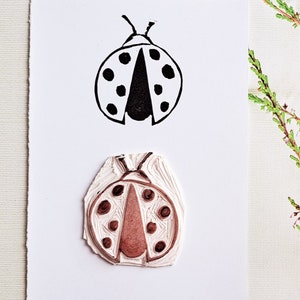 Tampon en caoutchouc coccinelle pour carte d'invitation fée nature bloc d'impression bullet journal éphémères cadeau personnalisé emballage d'affaires tampon coccinelle