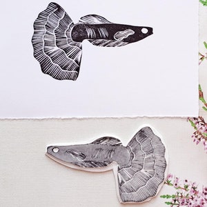 Rubberstempel Betta Fish – Elegante vechtvisstempel voor journaling, scrapbooking, doe-het-zelfkaarten, oceaandecor Artistiek knutselprojecten Aquarium