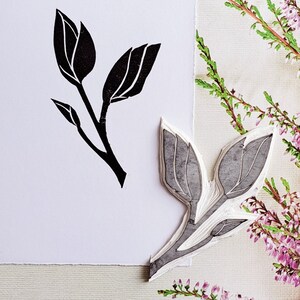 Ręcznie rzeźbiony stempel do scrapbookingu, kwiatowy wzór do notatnika, artykuły piśmiennicze dla artysty, stempel z gałązką magnolii, zestaw kartek z zaproszeniami DIY