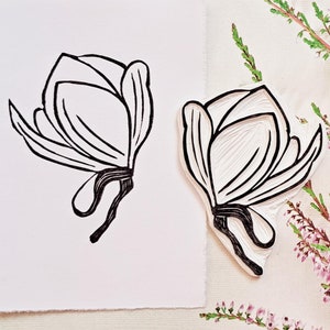 Magnolia Flower Stamp – Delikatny kwiatowy stempel gumowy do majsterkowania, scrapbookingu, tworzenia kartek, pakowania prezentów, wiosenny blok drukarski