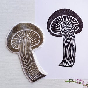 Tampon en caoutchouc champignon forestier - Tampon champignon cottagecore pour journalisme, scrapbooking, travaux manuels de la nature, cartes à faire soi-même et illustration d'automne boisé