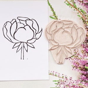 Pieczątka z kauczuku Peony Flower, elegancki kwiatowy stempel do dzienników, scrapbookingu, kartek DIY, zaproszeń ślubnych i sztuki botanicznej inspirowanej ogrodem
