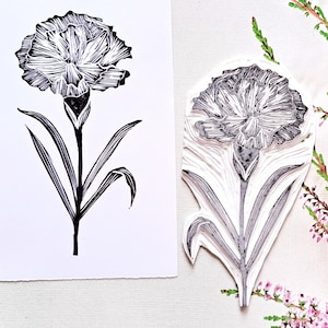 Kwiatowy stempel gumowy, kwiatowy stempel do dziennika, scrapbookingu, majsterkowania, tworzenia kartek, botanicznych artykułów piśmiennych, ręcznie robionych prezentów, sztuki natury