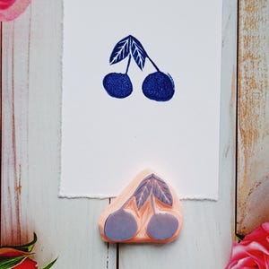 Timbro in gomma a forma di ciliegia: timbro fatto a mano a forma di frutta per diari e artigianato