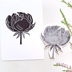Pieczątka z kauczuku Peony Flower Pieczątka kwiatowa do dziennika Scrapbooking DIY Karta Zaproszenia ślubne Sztuka botaniczna Zaproszenie Karta drukarska Blok