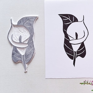 Liść lilii Calla ręcznie robiony stempel gumowy do scrapbookingu stempel natury art journaling mixmedia artykuły piśmiennicze boho kwiatowy styl zaproszenie