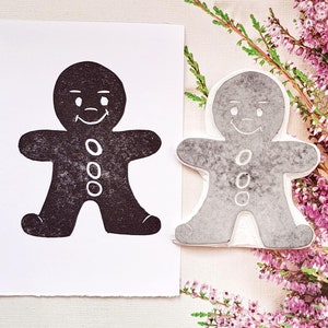 Handgemaakte Gingerbread Man-stempel: kerstkaarten maken