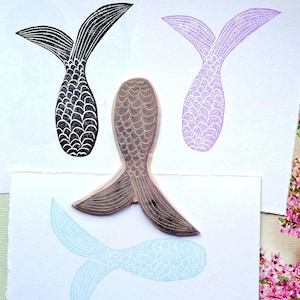 Zeemeerminstaart rubberen stempel Zeestijl vinafdruk voor art journaling kunstenaar briefpapier aanbod vis decor scrapbooking DIY uitnodigingskaart teken