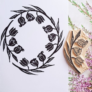 Timbro mughetto fiore ramoscello timbro stampa maglietta timbro design originale timbro creazione biglietti fai da te cancelleria blocco stampa artistica