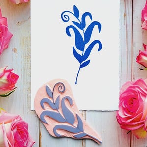 Stamp hand carved for boullet journal linocut art stamp supply scrapbooking essentials cardmaking floral printing block set nature leaf twig