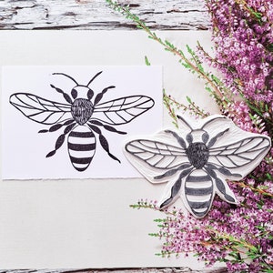 Timbro in gomma ape Timbro ape dettagliato per scrapbooking, journaling, artigianato ispirato alla natura, progetti fai da te per la creazione di biglietti Ornamento insetto boho