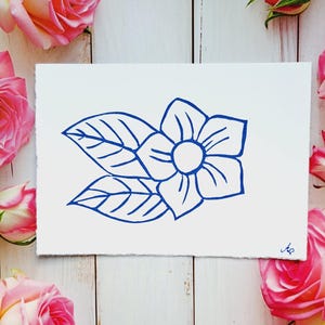 Fleur plante art imprimé à la main - Linogravure florale à partir d'un bloc sculpté à la main - Art botanique, scrapbooking, journalisation, carte d'invitation, décoration