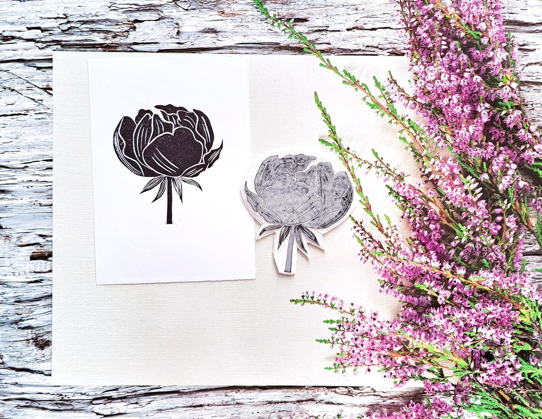 Peony Flower Rubber Stamp Floral Stamp for Journaling Scrapbooking DIY ...