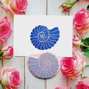 Ammonit Muschel Fossilien Gummi Stempel, Ocean Nautical geschnitzte Stempel, Scrapbooking Kartenherstellung Journaling Craft Versorgung, Strand Liebhaber Geschenkidee