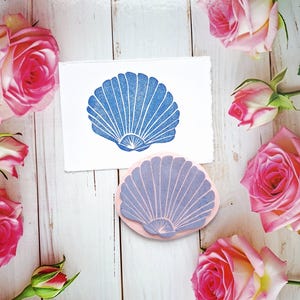 Carimbo em formato de concha inspirado no oceano para scrapbooking, diários, artesanato DIY, arte costeira e decoração com tema de praia.