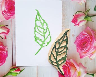 Stempel z liści, gumowy stempel kwiatowy, kartki DIY