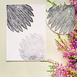 Palm Leaves, Feathers Corner Stamp – Tropical Boho Stamp do dzienników, scrapbookingu, rustykalnego wystroju botanicznego, letnich zaproszeń