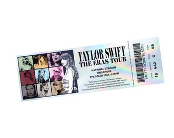 Modèle de billet pour la tournée Taylor Swift The Eras, modifiable et compatible avec les comptes non professionnels de Canva