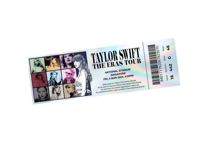 Taylor Swift The Eras Tour Ticket Template Canva Editable Non-Pro Account Compatible image 1