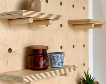 Birch Plywood Pegboard with shelves