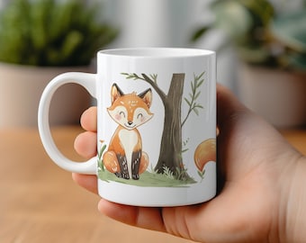 Cuddly Fox Hand-Drawn Mug ,Fox Coffee Mug, Birthday Gift, Gift For Her, Gift For Mom, Nature Lover, Tea Mug, Coffee Mug, Cute