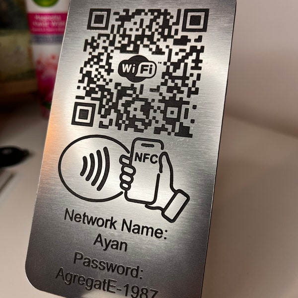 Custom Wifi Sign, NFC, QR code Network Information, Touch or Scan to Connect, Free Wifi Sign, Wifi Scanner