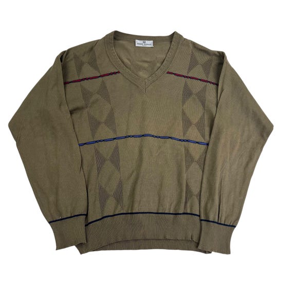 Balmain, Pierre Balmain Paris V-Neck Knit Sweater - L Sweatshirt Pullover Hoodie Crewneck Cozy Warm Knit Men Women streetwear