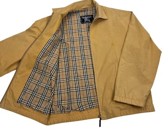 Vintage Burberrys Wool Jacket 1980s | Navy Blue Zip Bomber, Tartan