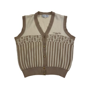 Vintage Christian Dior Knit Vest Cotton Gilet pullover sweater - S Sweatshirt Pullover Hoodie Crewneck Cozy Warm Knit Men Women streetwear