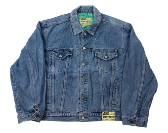 Vintage Vans Jeans Jacket - XL Light Jacket Windproof Zip Weather lightweight Outerwear Outdoor wind jacke