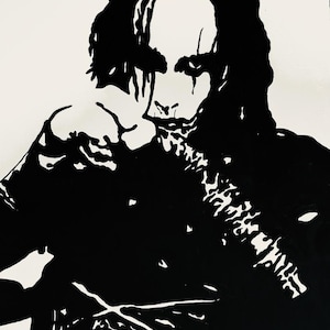 Eric Draven aus The Crow (1994) gespielt von Brandon Lee (Handgemaltes schwarz-weiss Acrylgemälde)