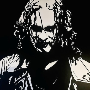 Eric Draven aus The Crow (1994) gespielt von Brandon Lee (Handgemaltes schwarz-weiss Acrylgemälde)