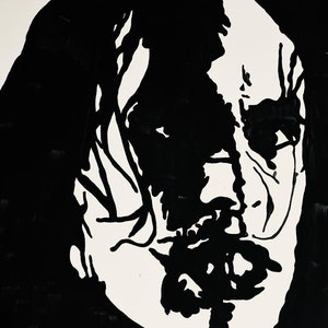 Eric Draven aus The Crow (1994) gespielt von Brandon Lee (Handgemaltes schwarz-weiss Acrylgemälde)