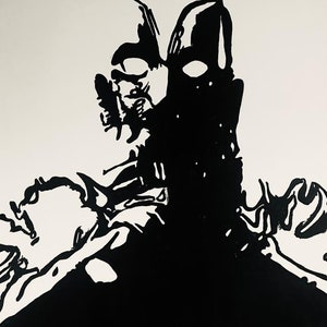 Deadpool (Hand drawn black & white acrylic painting)