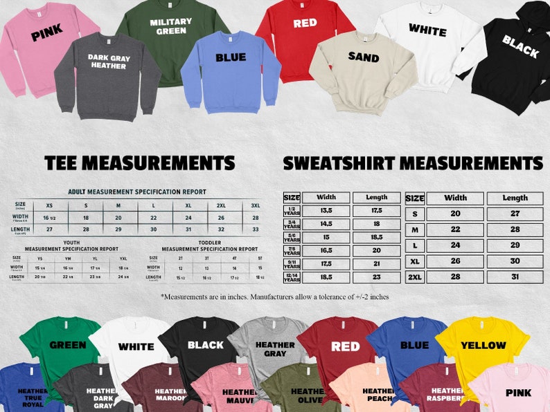 the measurements of a sweatshirt for men and women