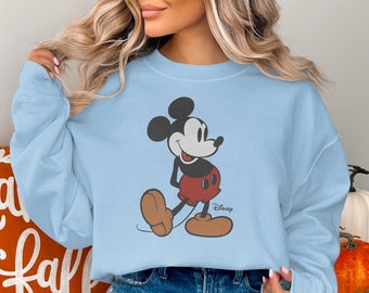 Sweat-shirt Disney classique pose Mickey Mouse, sweat-shirt Mickey Mouse vintage, pull Mickey Mouse classique Disney pour femme, sweat à capuche Mickey