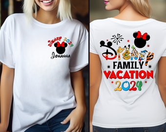 T-shirts Disney personnalisés pour les vacances en famille 2024 T-shirts assortis personnalisés pour la famille Disney Château Disney 2024 Chemises Disney Family 2024 T-shirt voyage Disney