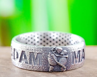Custom Sterling Silver Name Ring, Engraved Couple's Band