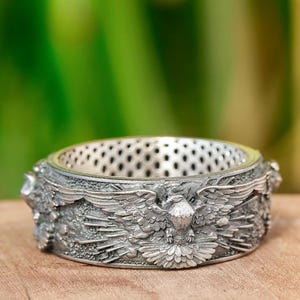 Dove Ring for Womens & Mens 925 Sterling Silver Ring for Mom Girlfriend Pigeon Animal Jewelry Dainty Promise Unisex Handmade Wedding Ring