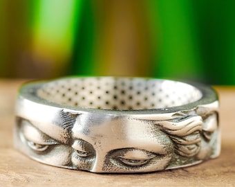 Sterling Silber Aphrodite Gesicht Ring, griechische Mythologie Venus Band