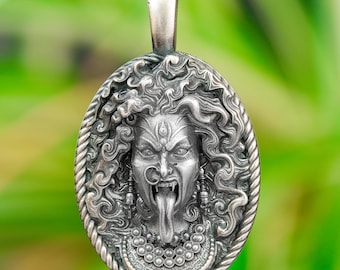 Sterling Silver Kali Ma Pendant – Hindu Goddess Jewelry, Spiritual Talisman