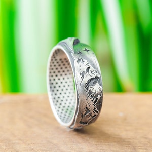 Berg Silber Ring Versprechen Ring für ihn Berg Ehering männlich Verlobungsring Coole Sterling Natur Ringe für Herren einzigartige Schmuck Geschenk