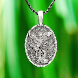 Silver Phoenix Pendant, Greek Mythology Necklace, Sterling Phoenix Jewelry, Mens Winged Phoenix Charm, Handmade Mythical Bird Gift For Man